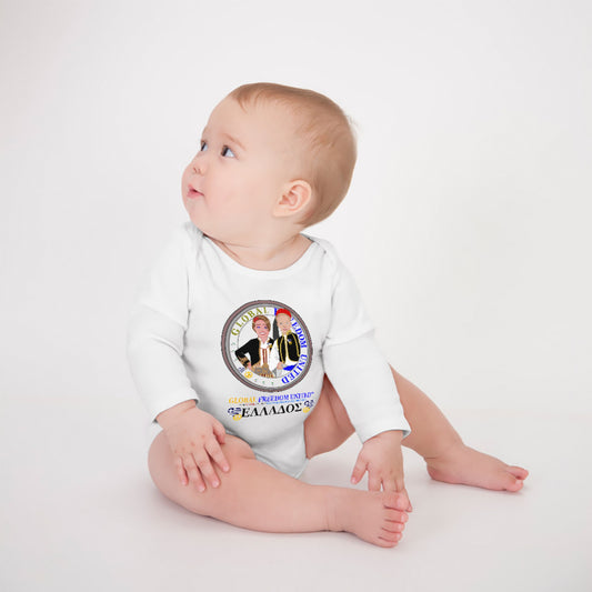 Baby Long-sleeve Bodysuit GLOBAL FREEDOM UNITED© Couple Edition Greece
