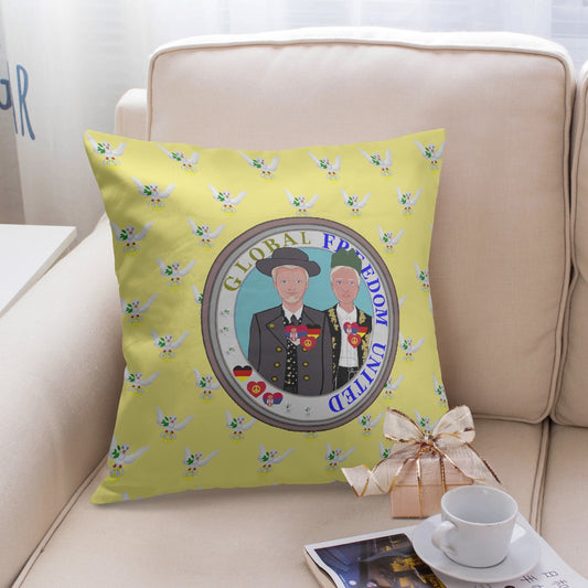 GLOBAL FREEDOM UNITED© Men SERBIA & GERMANY Yellow 18'' Square Pillow Cover