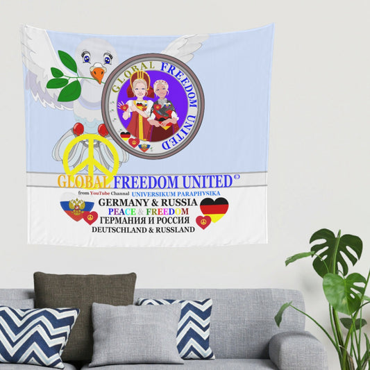 Tapestry Global Freedom United Women Russia & Germany Old Peace Light Blue