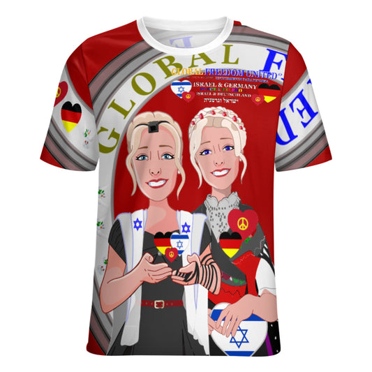 Women´s T-shirt GLOBAL FREEDOM UNITED© Israel & Germany Red
