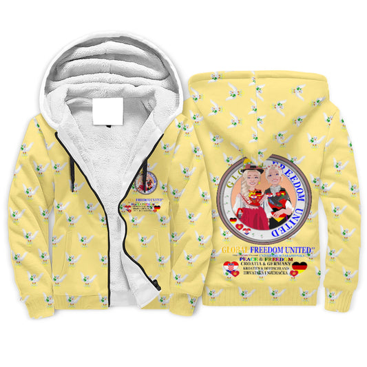 Plush Hoodie GLOBAL FREEDOM UNITED© Women Croatia & Germany V2 Yellow