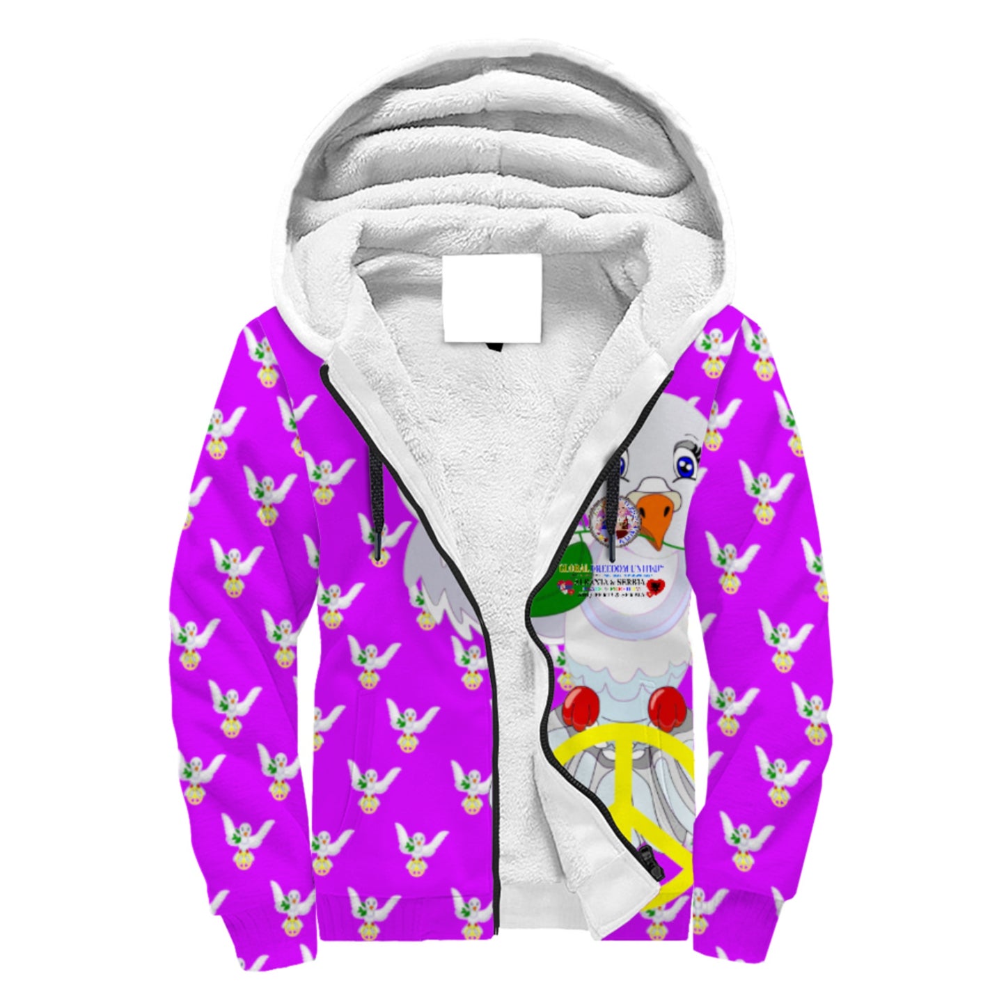 Plush Hoodie GLOBAL FREEDOM UNITED© Women Albania & Serbia Lilac