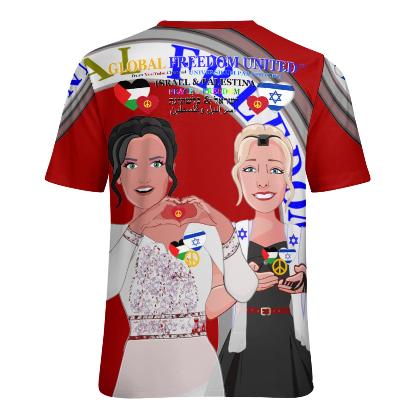 Women´s T-shirt 3 GLOBAL FREEDOM UNITED© Women Palestina & Israel Red