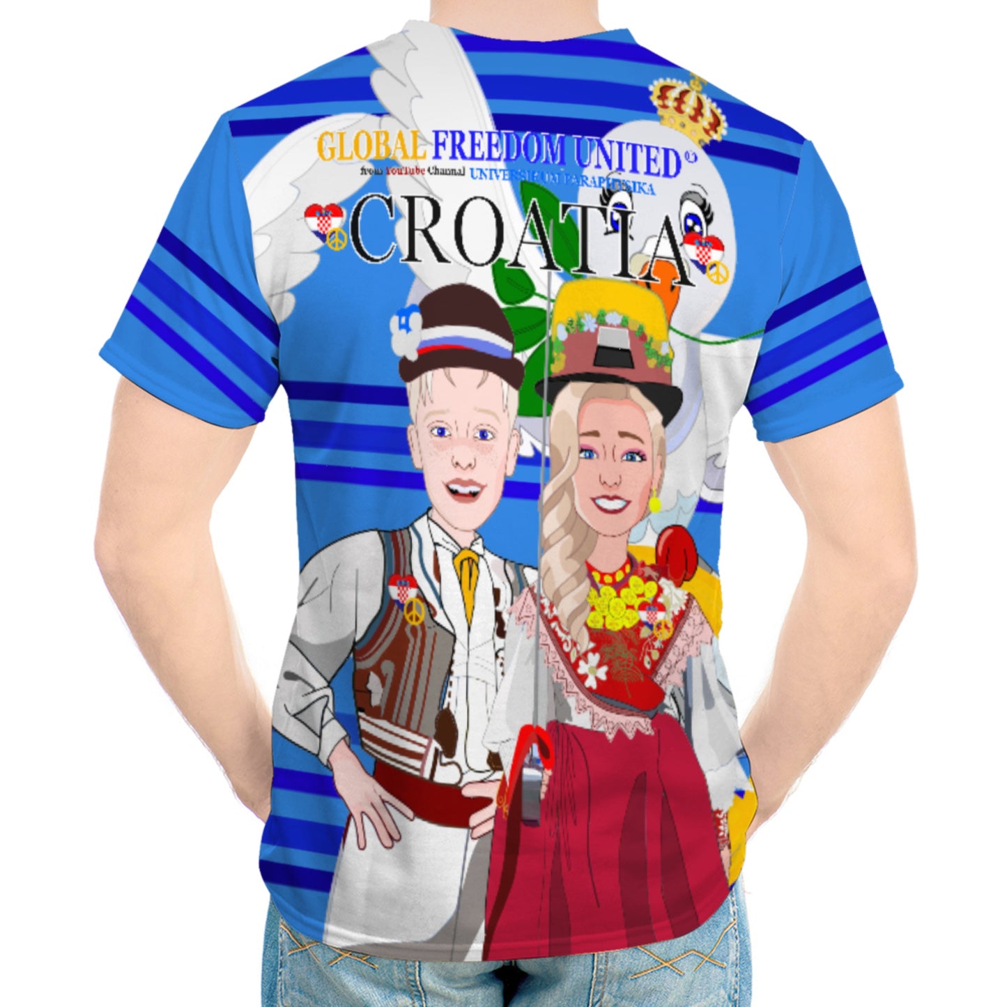 Men´s T-shirt Global Freedom United Couple Edition Croatia  Deep Blue