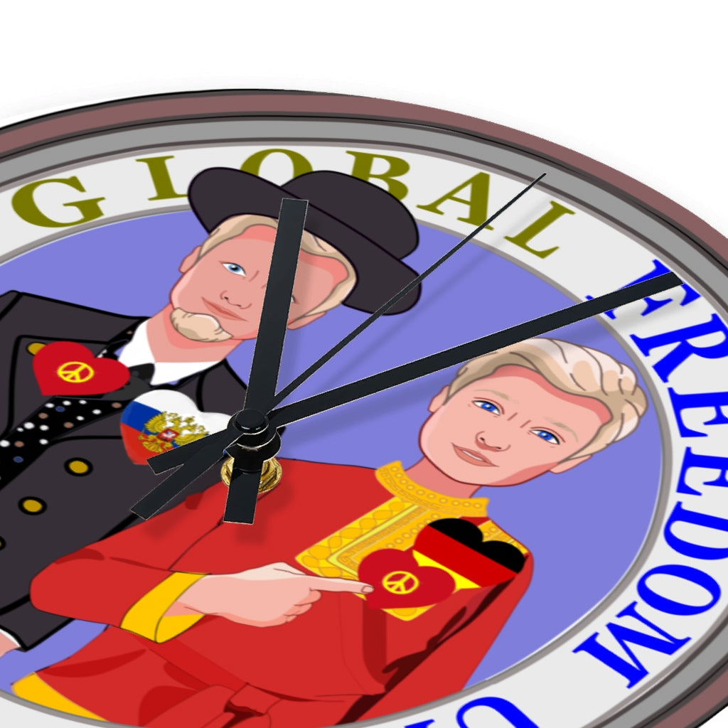 Wooden Wall Clock Without Scale GLOBAL FREEDOM UNITED© Men Russia & Germany