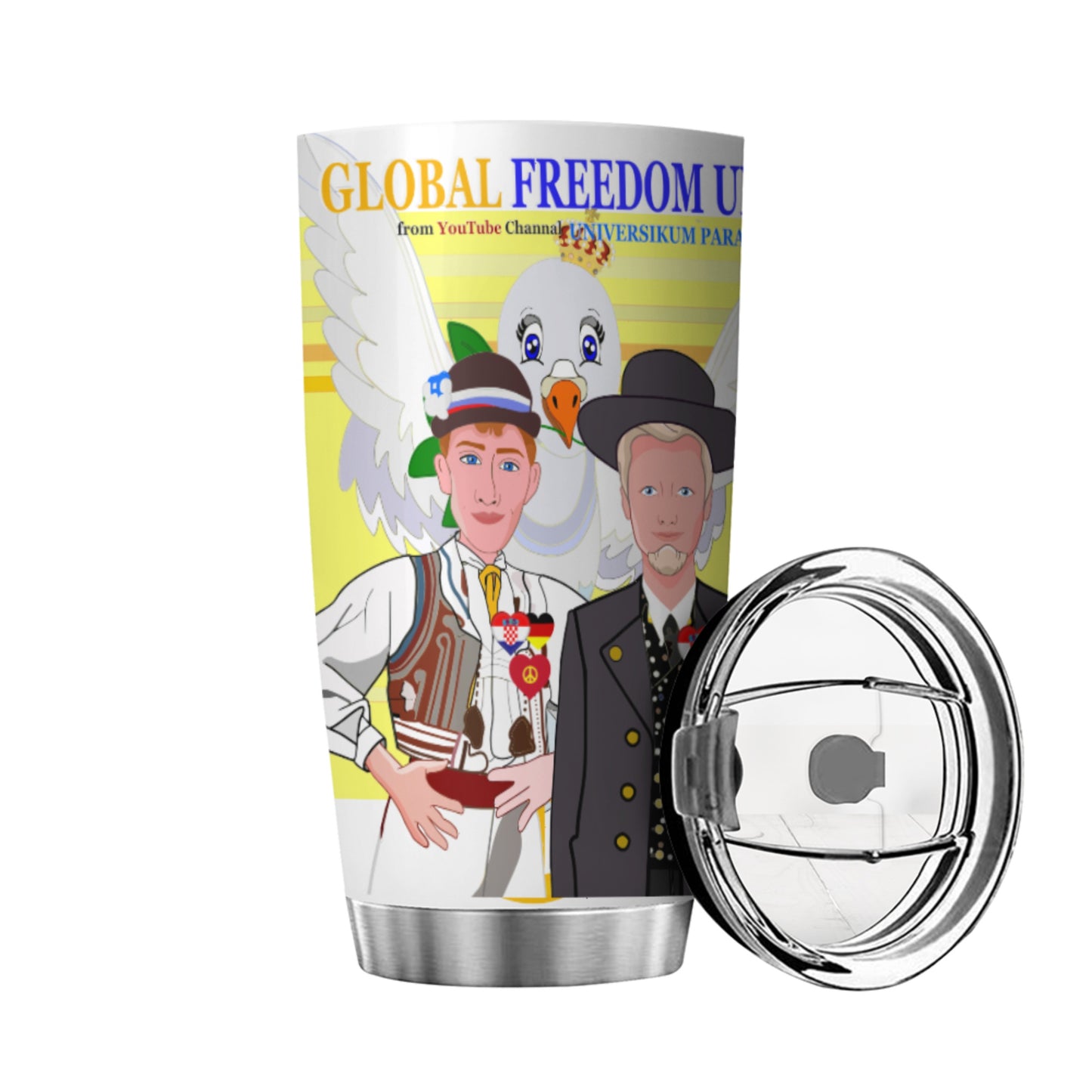 Tumbler GLOBAL FREEDOM UNITED© Men Croatia & Germany Yellow
