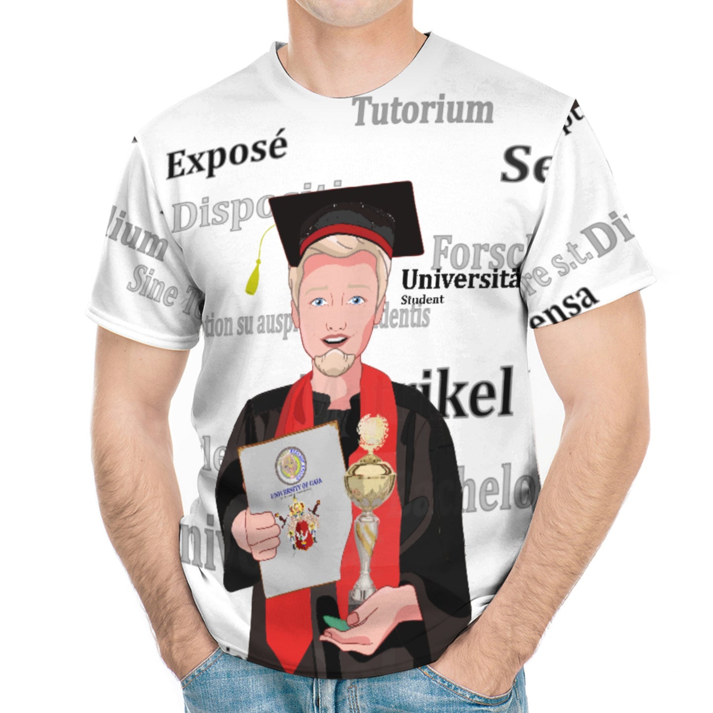 Men´s T-shirt Global Freedom United Student Gold Place Blond Men Red