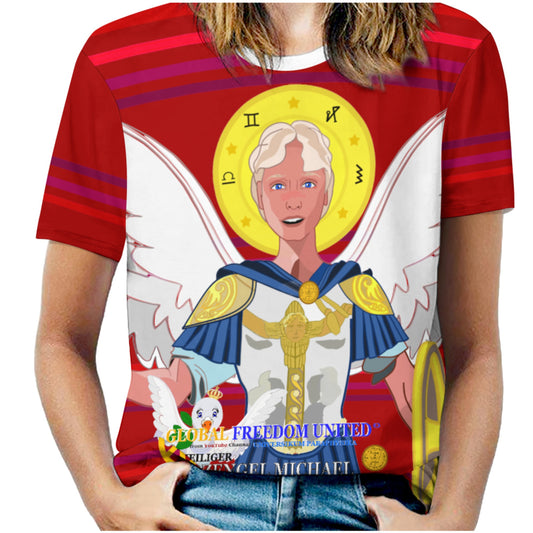 Women´s T-shirt 2 Global Freedom United Archangel Michael Red