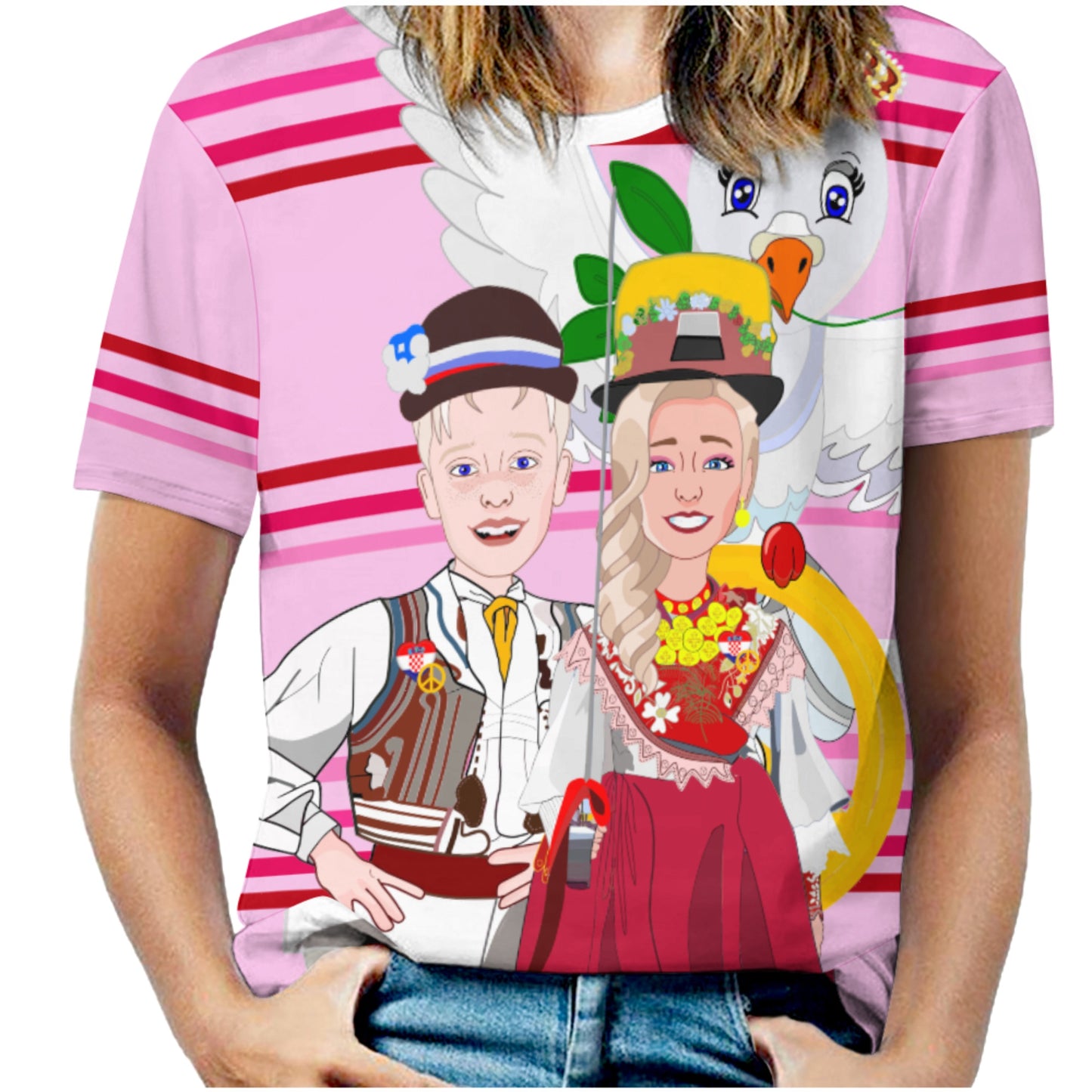 Women´s T-shirt 2 Global Freedom United Couple Edition Croatia  Pink 2