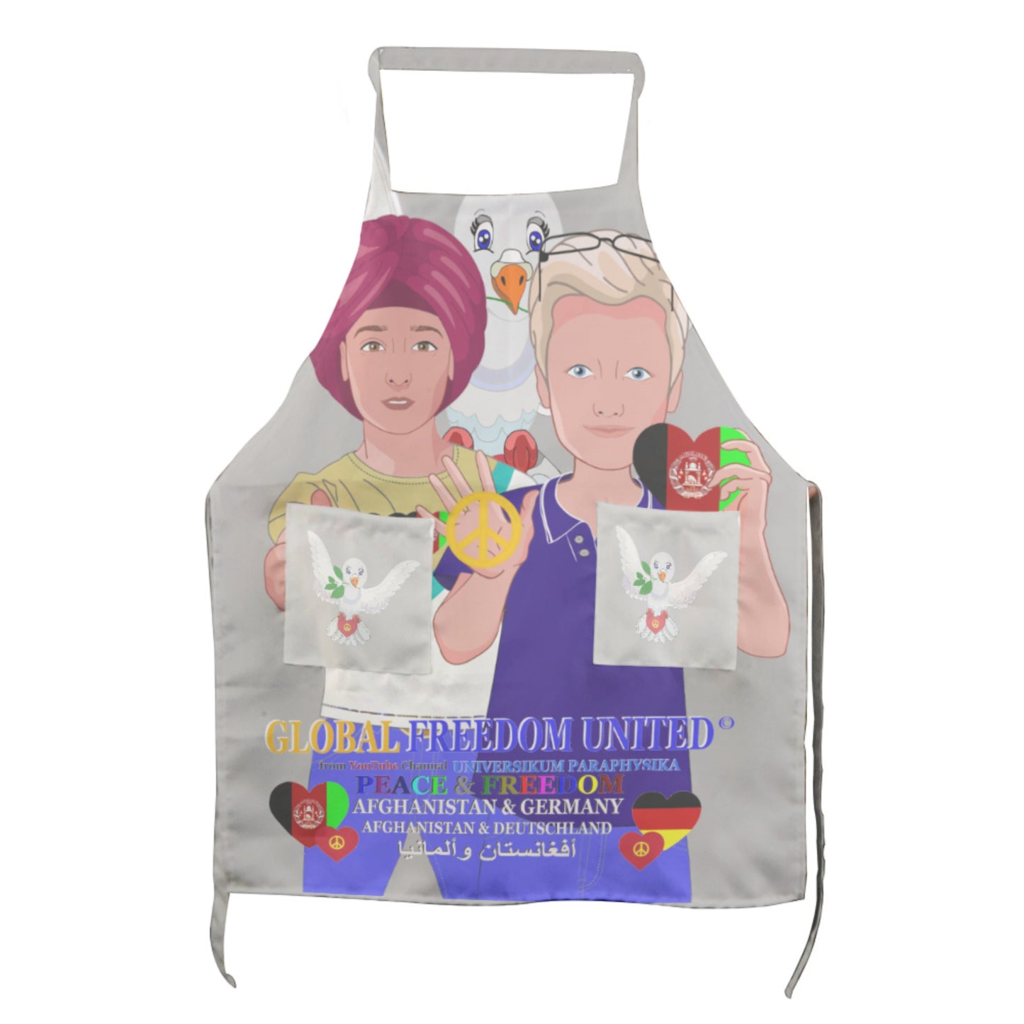 Apron GLOBAL FREEDOM UNITED© Men Afghanistan & Germany Grey