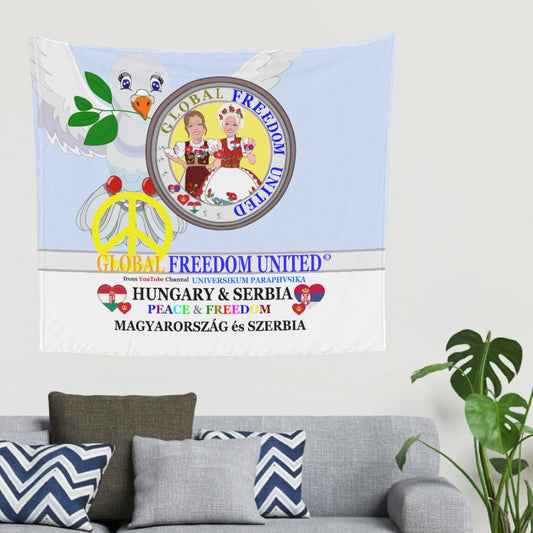 Tapestry GLOBAL FREEDOM UNITED© Women Hungary & Serbia Old Peace Light Blue