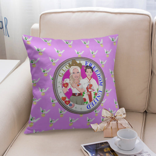 GLOBAL FREEDOM UNITED© Women USA & CHINA Lilac 18'' Square Pillow Cover