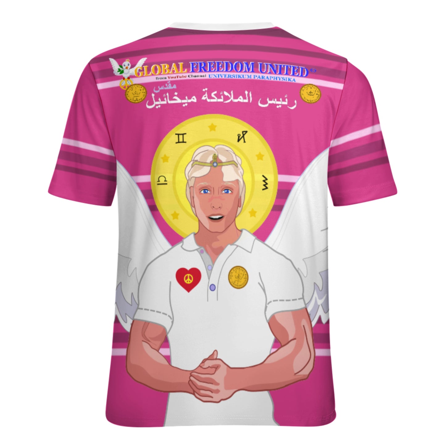 Women´s T-shirt Global Freedom United Archangel Michael Arabic V2 Pink1