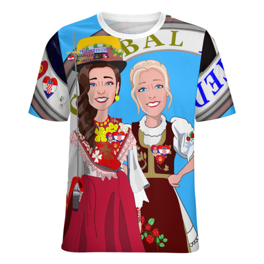 Women´s T-shirt 3 GLOBAL FREEDOM UNITED© Women Croatia & Serbia Blue