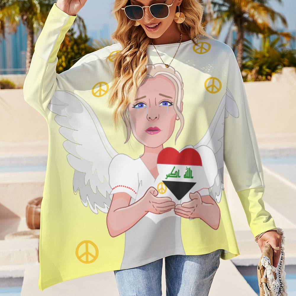 Pullover Long Sleeve T-shirt GLOBAL FREEDOM UNITED© Women Angel for Iraq
