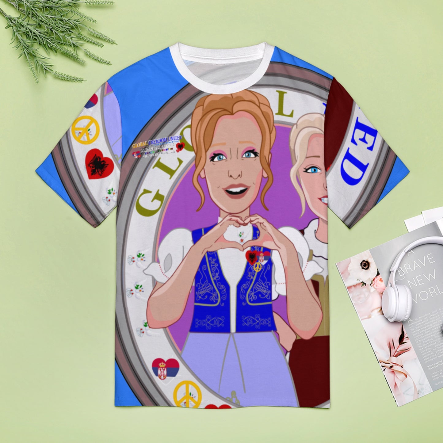 Women's T-shirt 3 GLOBAL FREEDOM UNITED© Women Albania & Serbia  Blue