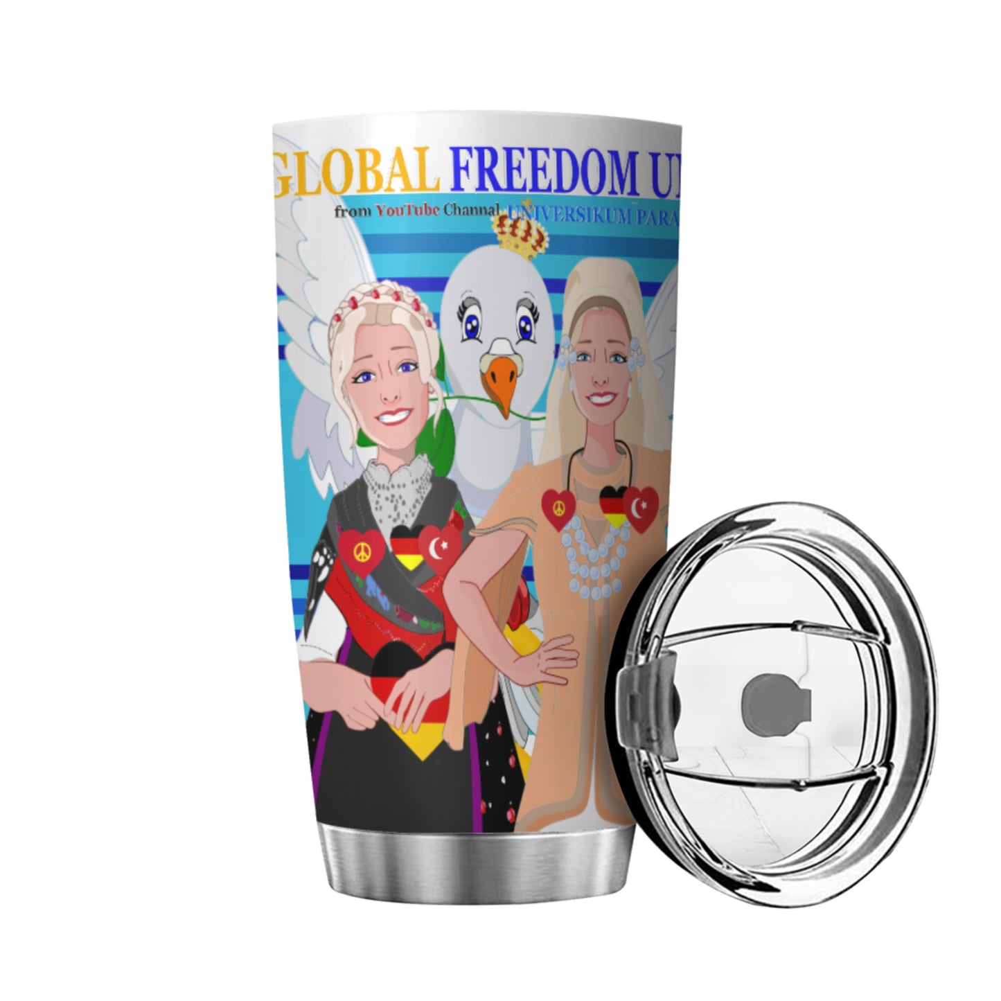Tumbler Global Freedom United Women Germany & Turkey Old Peace Blue