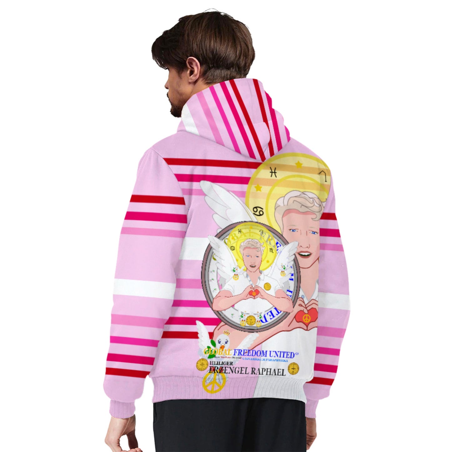 Plush Hoodie Global Freedom United Archangel Raphael German Pink2