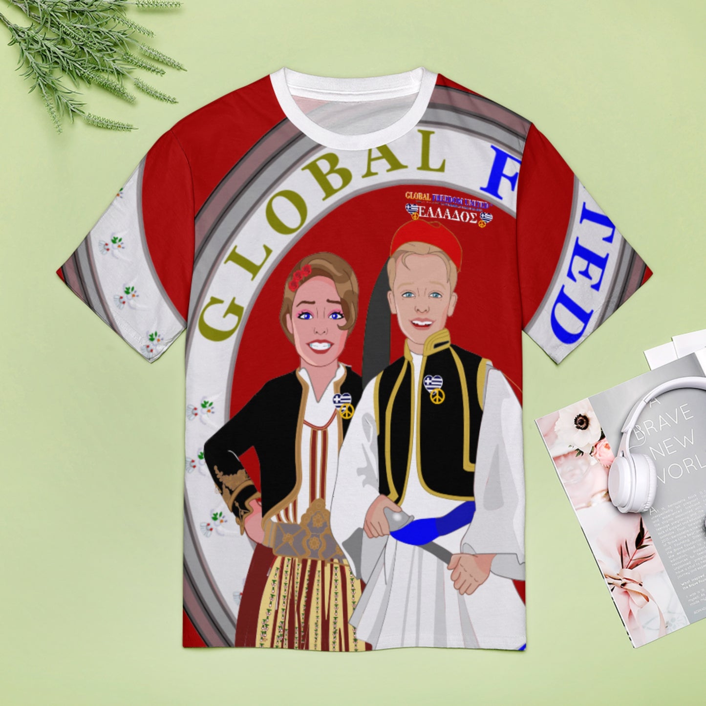 Women´s T-shirt 3 GLOBAL FREEDOM UNITED©  Couple Edition Greece Red