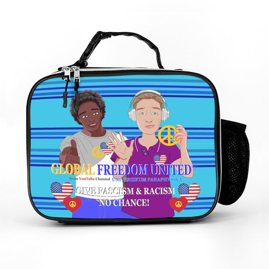 Leather Meal Back GLOBAL FREEDOM UNITED© Men Anti Fascism & Racism USA Blue