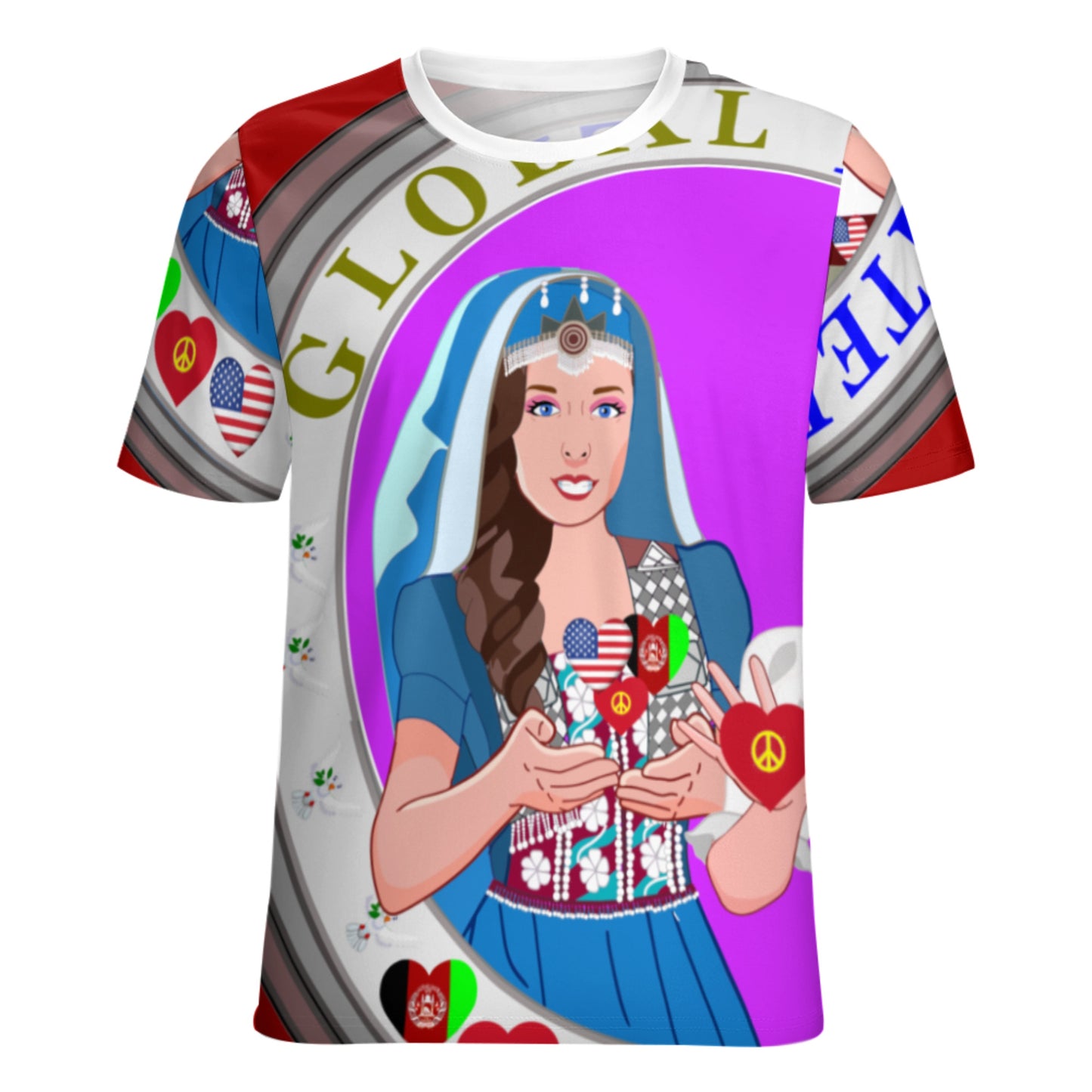 Women´s T-Shirt 3 GLOBAL FREEDOM UNITED© Women AFGHANISTAN & USA  Red