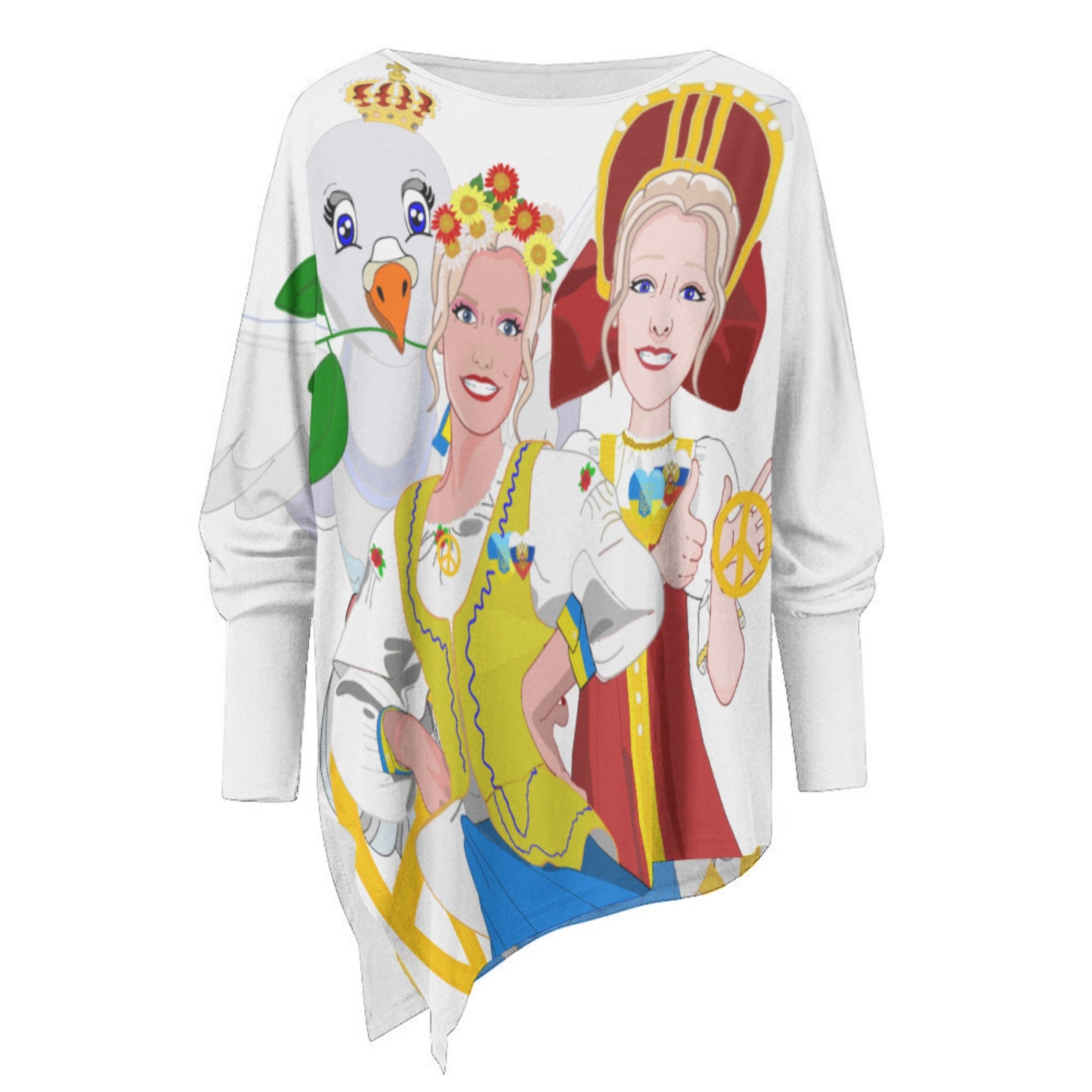 Pullover Long Sleeve T-shirt GLOBAL FREEDOM UNITED© Women Ukraina & Russia BIG