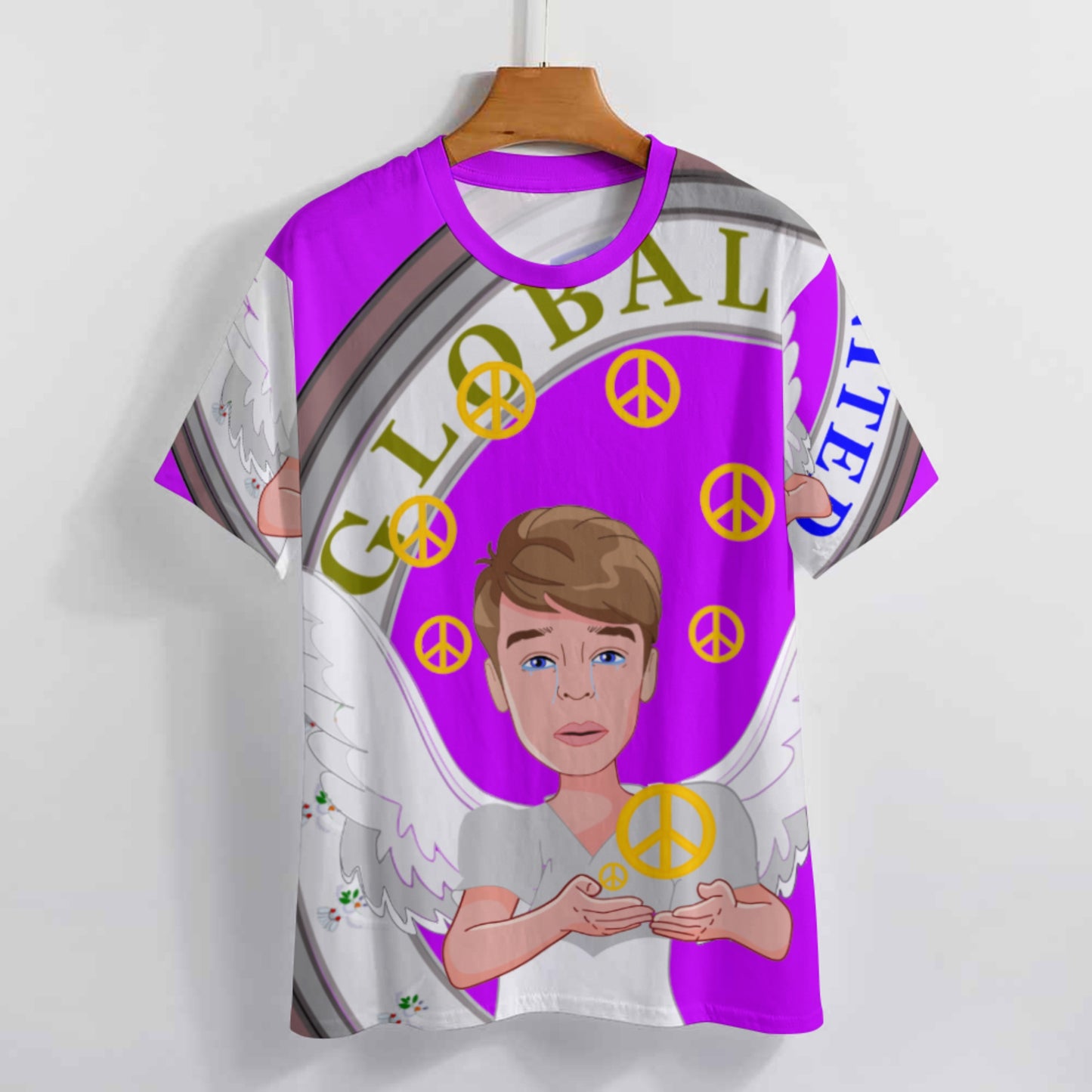 Women´s T-shirt 2 Global Freedom United Boy Peace Of Angel Old Peace Lilac